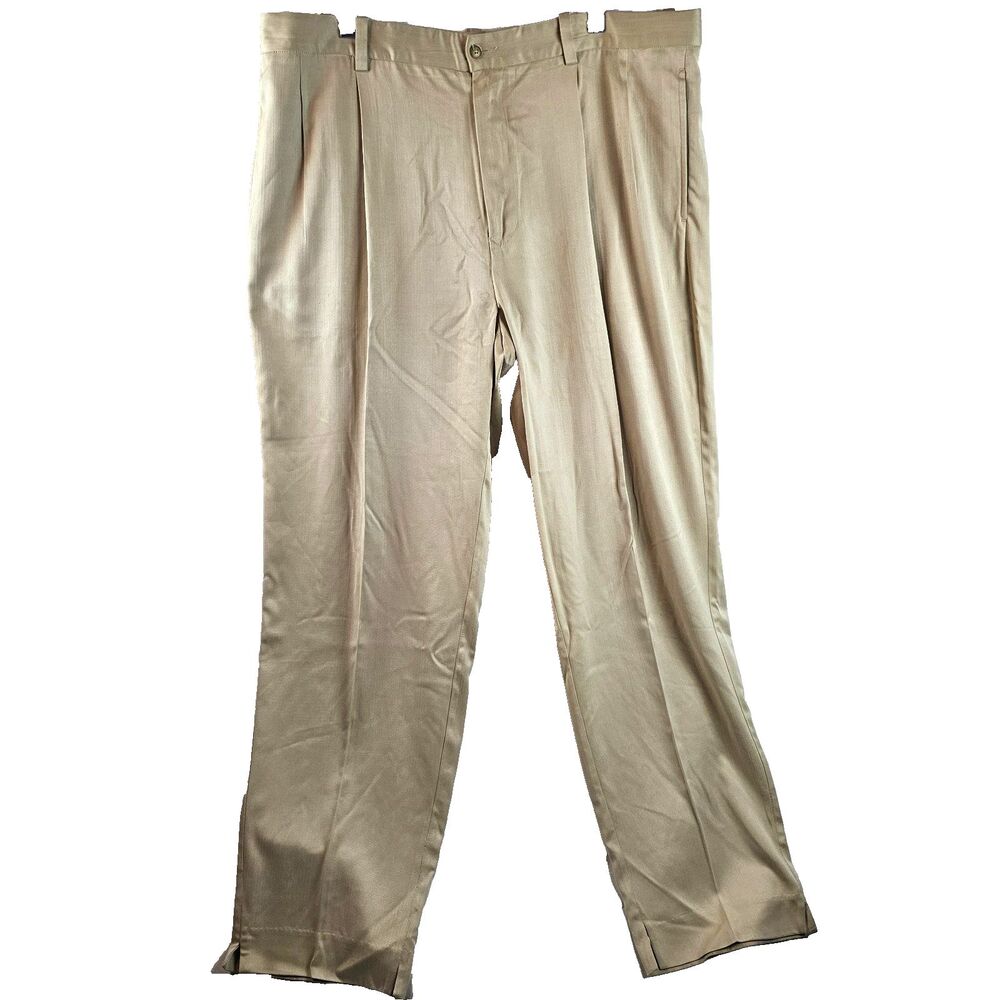 Tommy Bahama Pants Mens 42x32 Beige 100% Silk Pleated Dress Resort Luxury